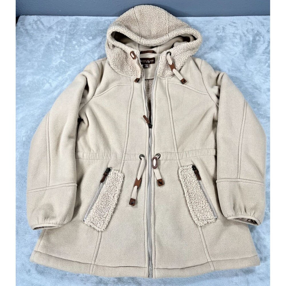 Koolaburra by UGG Womens Bonded Fleece Cinch Waist Hooded Jacket Tan M